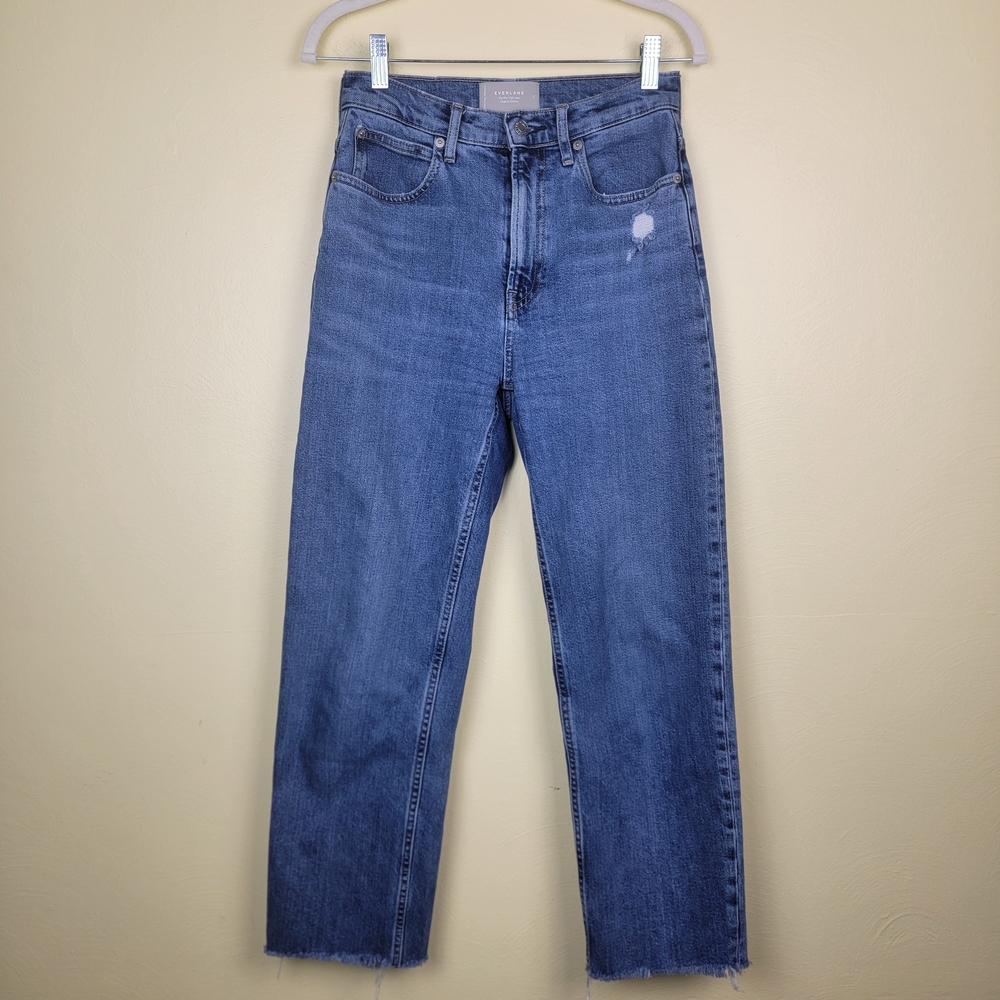 Everlane The Way High Jean Blue Straight Leg High-Rise Denim Organic Cotton Sz25